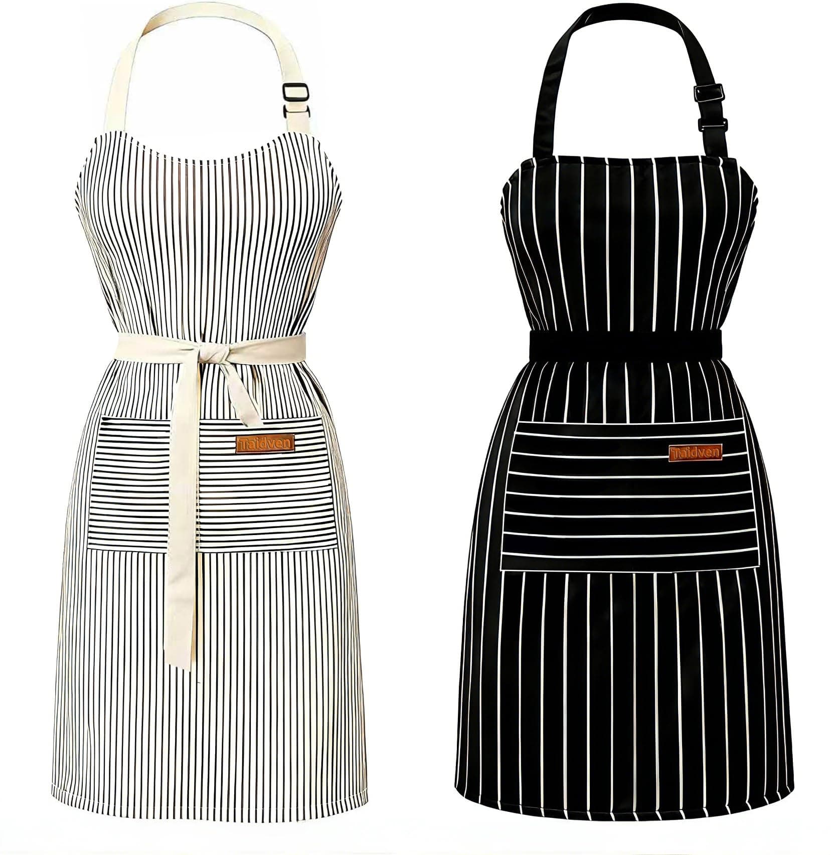 Taidven 2 Pack Apron - Unisex, Adjustable Bib Kitchen Apron, Cooking Apron, Aprons for Women Men with Pockets, Chef Aprons