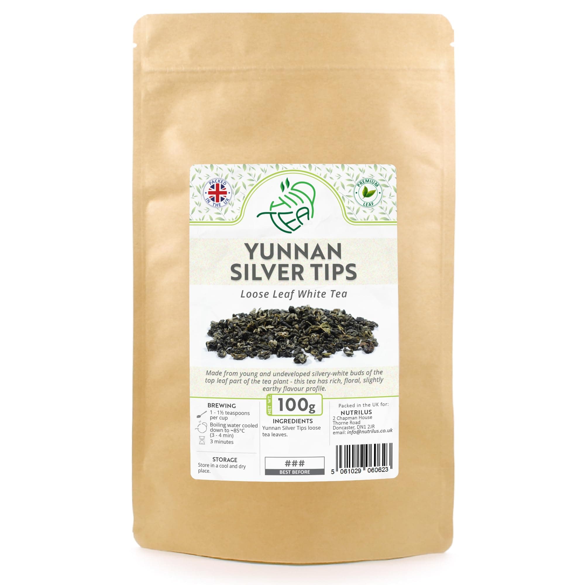 Yunnan Silver Tips White Tea Loose Leaf - Premium Tea from Yunnan, China (Silver Tips - White, 100g)