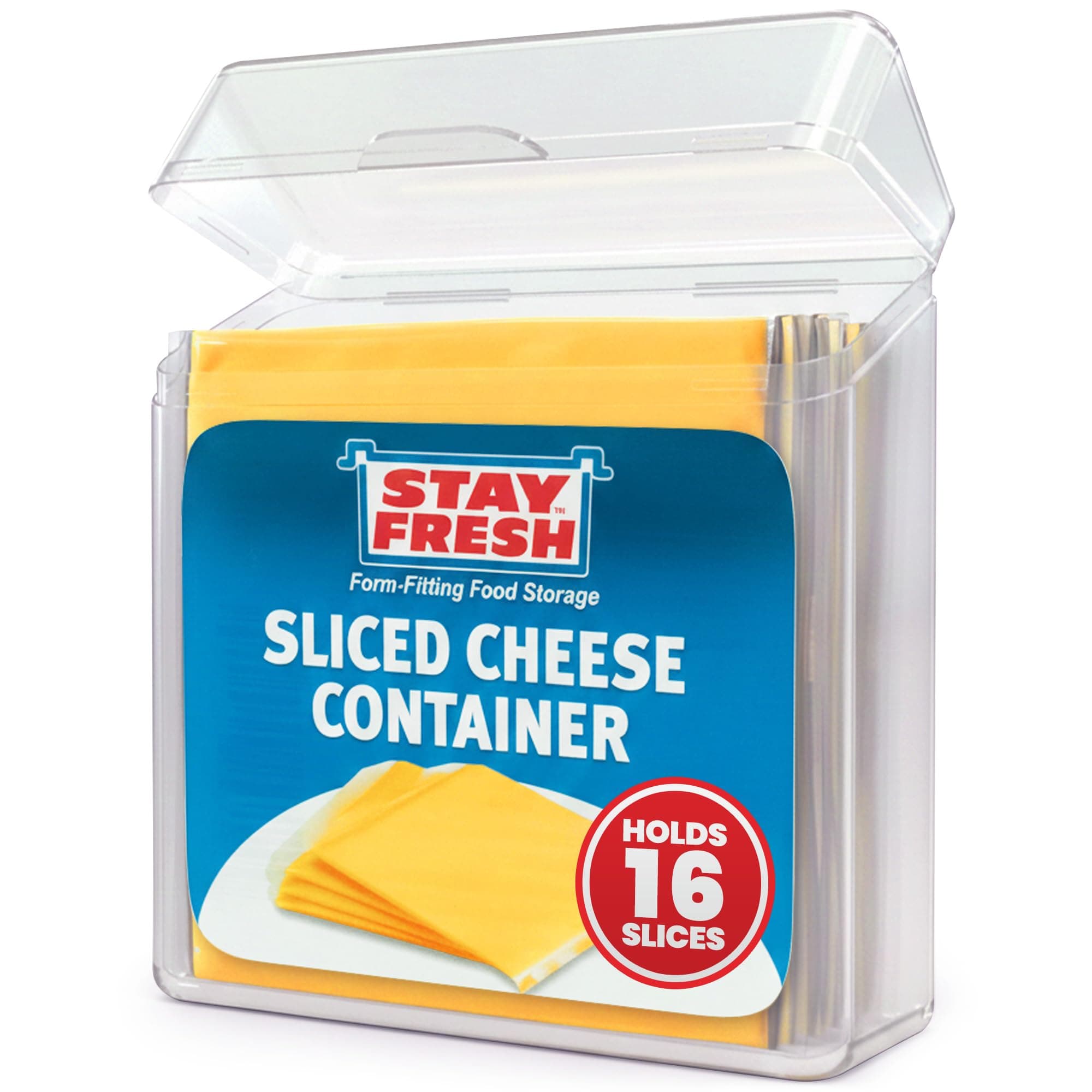 Stay Fresh American Cheese Slice Storage Container Clear Plastic Cheese Slice Holder that is Dishwasher Safe, BPA Free. Air tight Cheese Container for your Pantry, Counter, Refrigerator