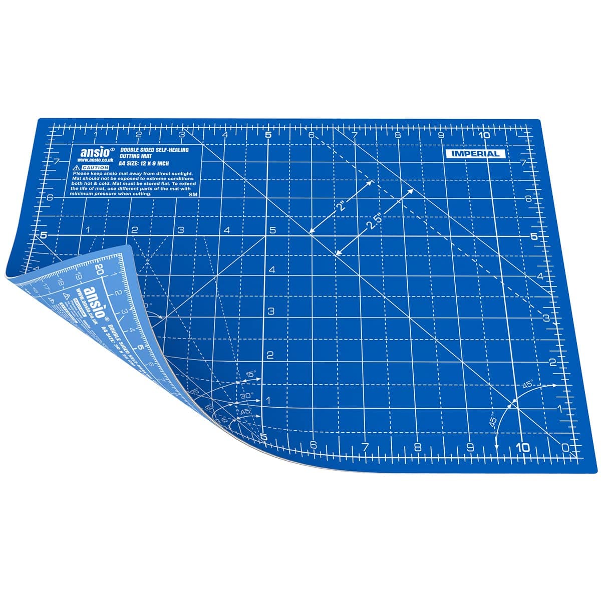 Craft Cutting Mat Self Healing A4 Double Sided 5 Layers - Quilting, Sewing, Scrapbooking, Fabric & Papercraft - Imperial/Metric 11 Inch x 8 Inch / 29cm x 21cm - True Blue/Sky Blue