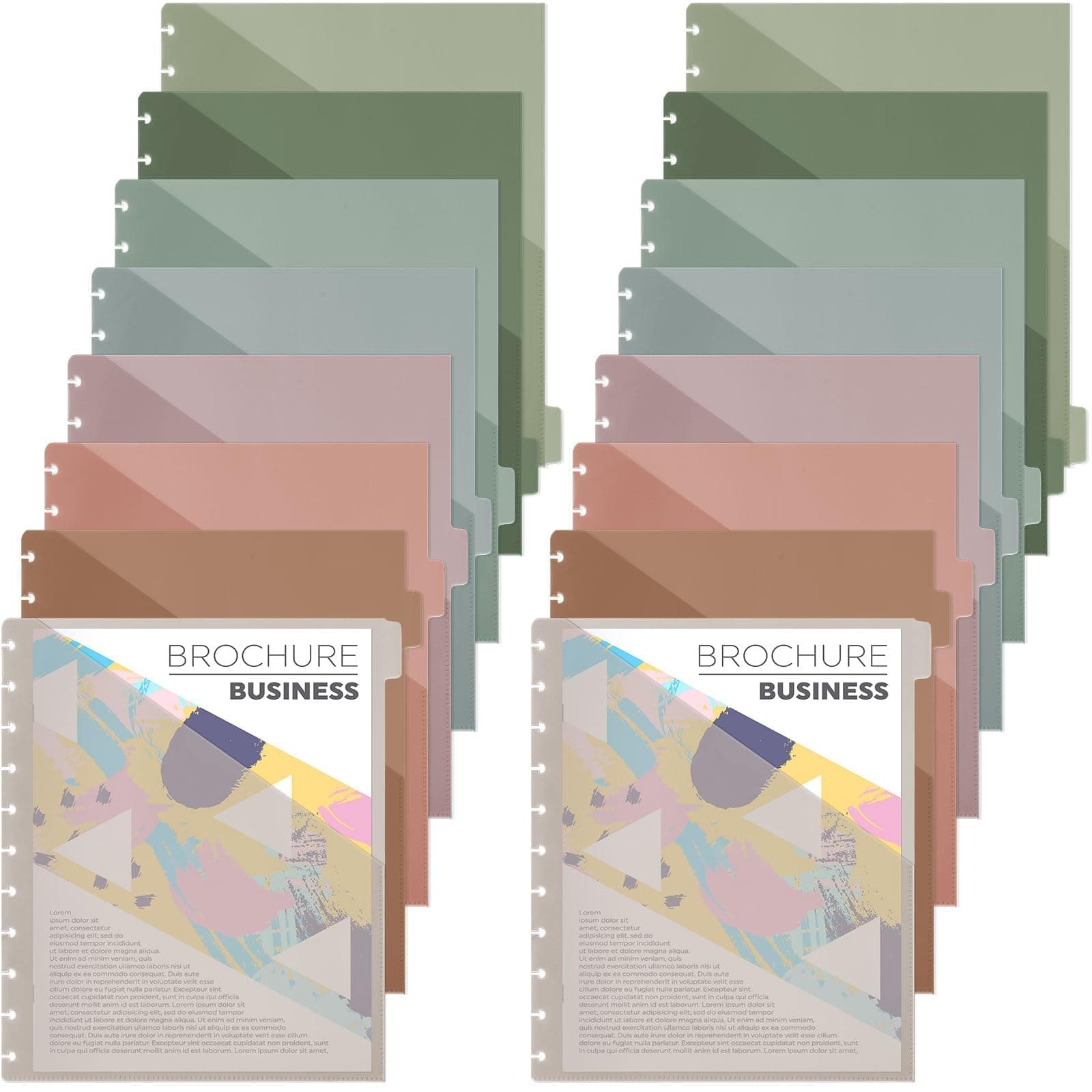 2 Set 8-Tab Discbound Tab Divider with Pockets Letter Size Disc Planner Pocket 8.5 x 11 Plastic Binder Dividers with Tabs Discbound Notebook Accessories for School Office Subject Document