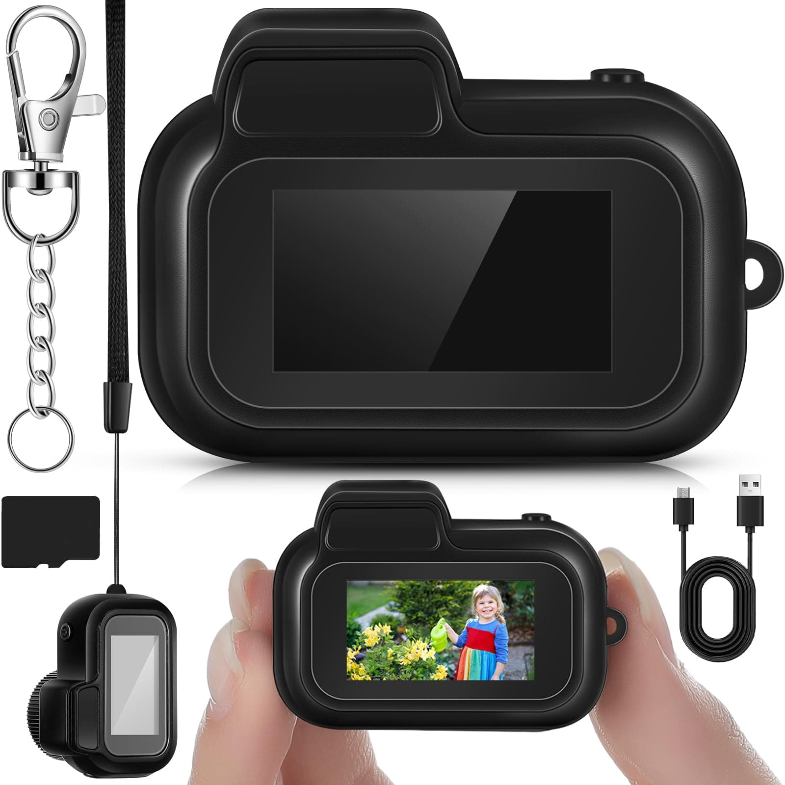 Relaxweex Mini Keychain Camera 1080p Small Nostalgia Retro Camera 100 Mins Battery Life Portable Micro Video for Photo Video Travel Study Recording(128gb)