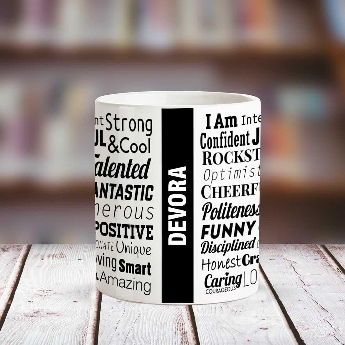 Huppme Devora Good Personality White Ceramic Coffee Name Mug