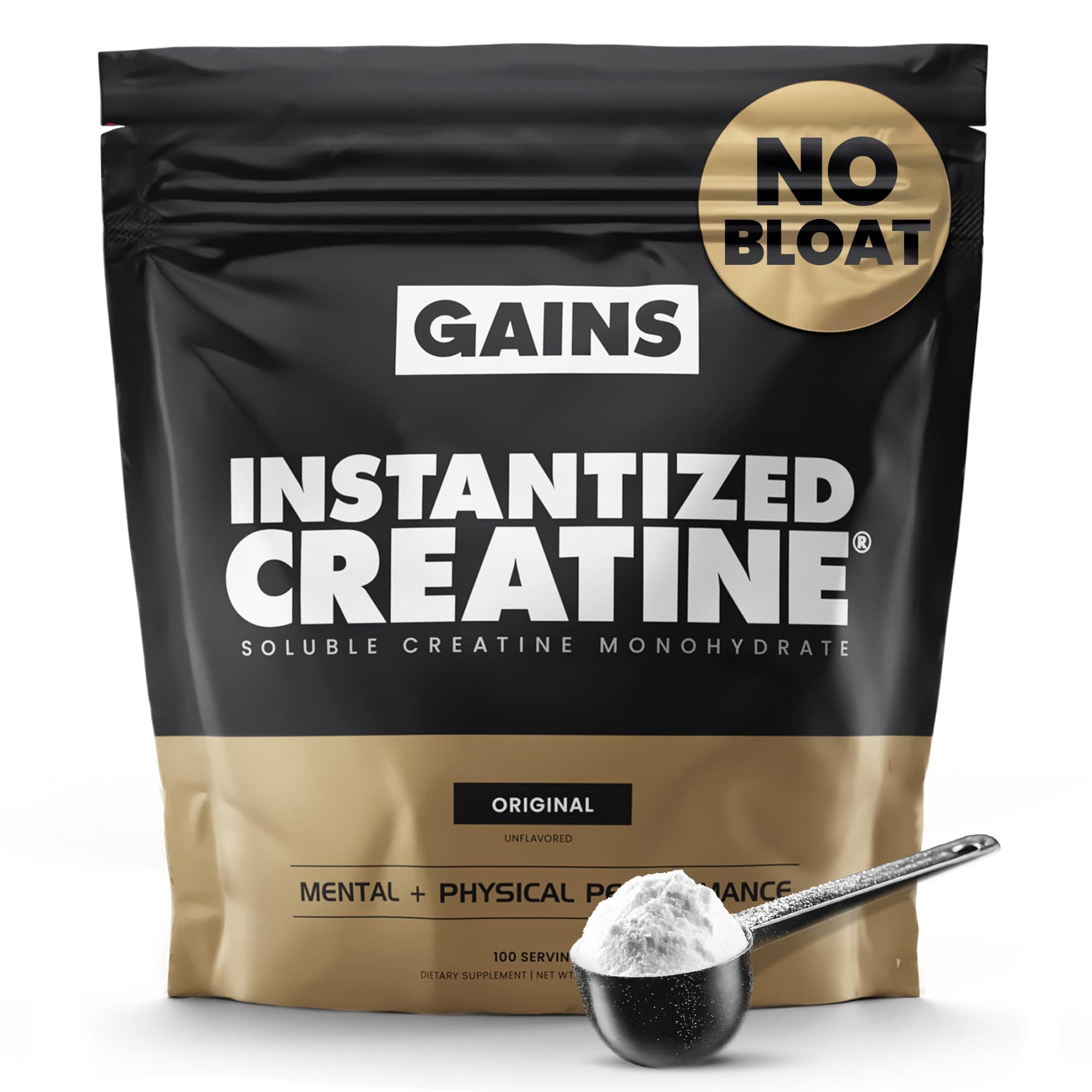 Instantized Creatine Monohydrate Gains in Bulk, Worlds First 100% Soluble Creatine for Strength, Performance, and Muscle Building