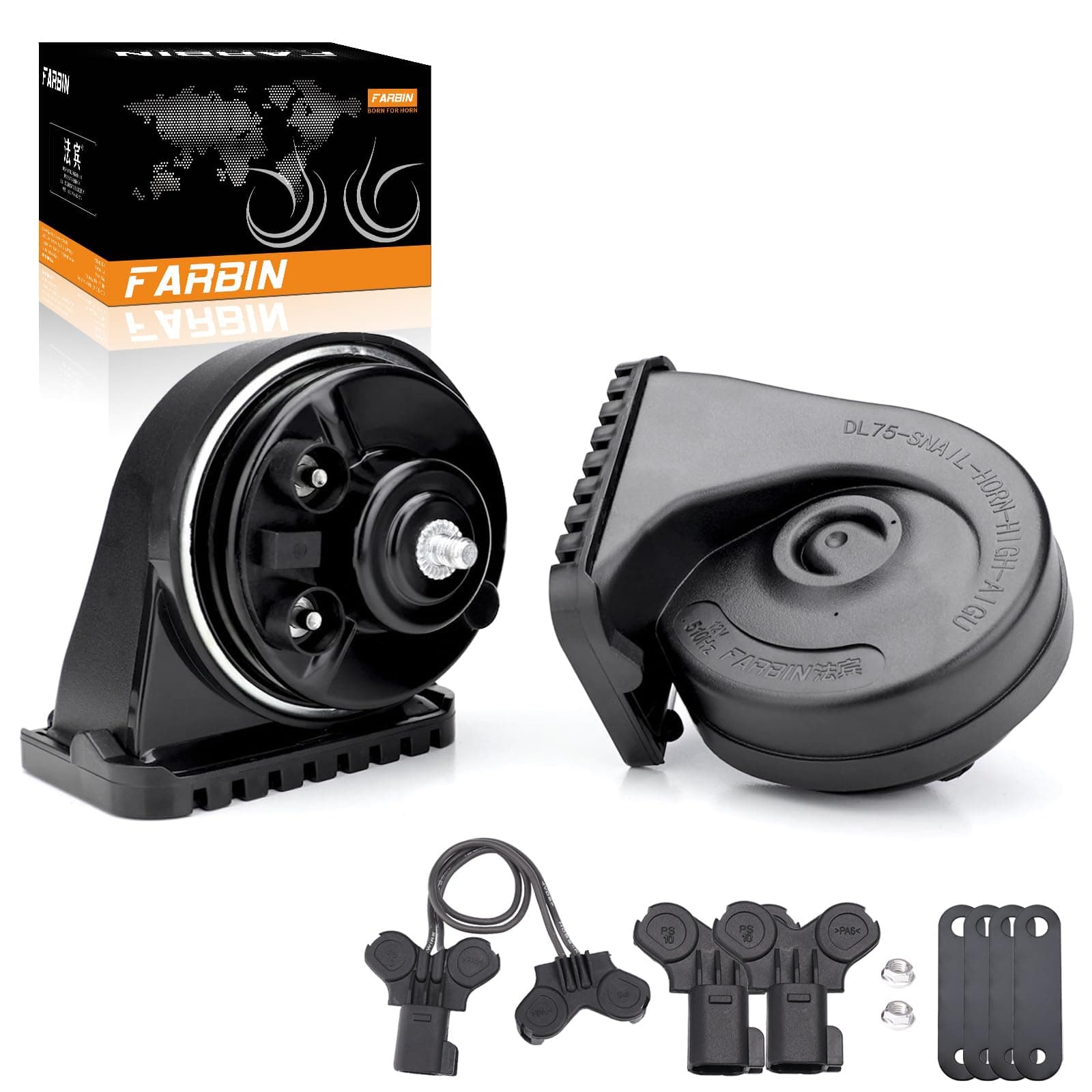 FARBIN Special Interface Auto Horn Compatible with Ford 12V Car Horn Loud Dual-Tone Electric Snail Horn Waterproof