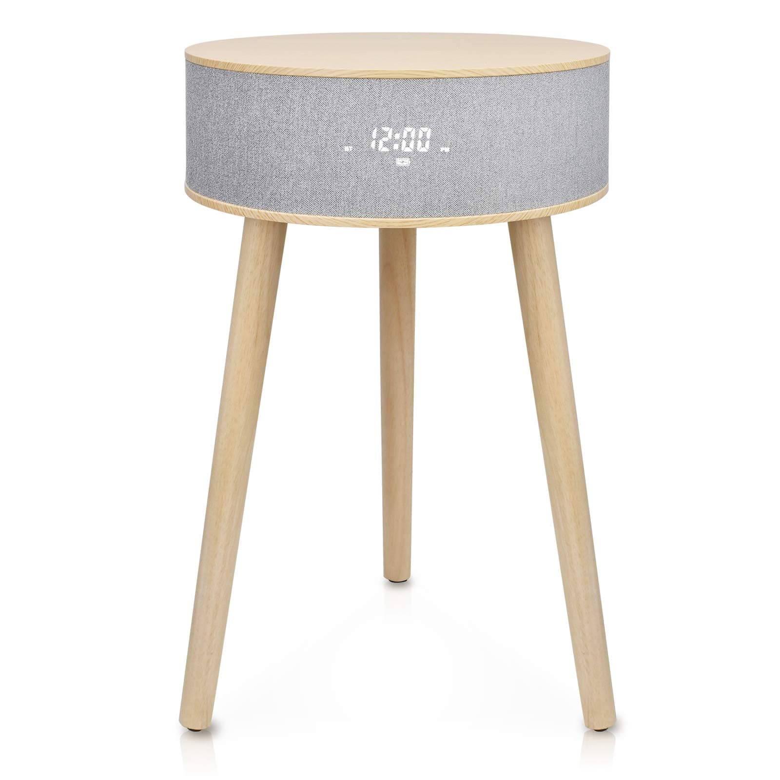 LEMEGADTS4 Wireless Charging Table, Night Stand, Coffee Table, Sofa Table, End Table with Wireless Charging, Bluetooth Speaker, Night Light, for Living Room/Reception Room/Office - White Oak