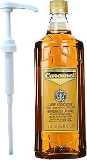 Authentic Flavoring Syrup for Coffee and Tea with White Pump (Caramel), 33.8 Fl Oz (Pack of 1)