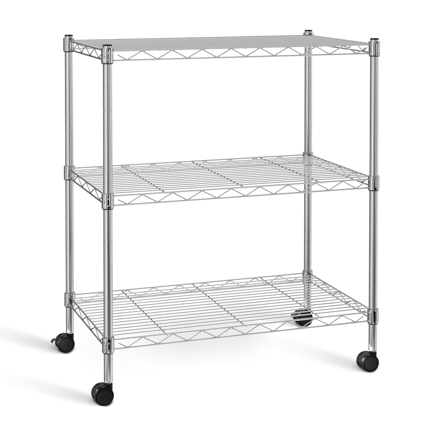 Simple Deluxe 3-Tier Storage Shelves, 750 Lbs Loading Capacity, 24.02" W x 13.78" D x 29.92" H Shelving Unit for Garage, Pantry and Kitchen, Chrome