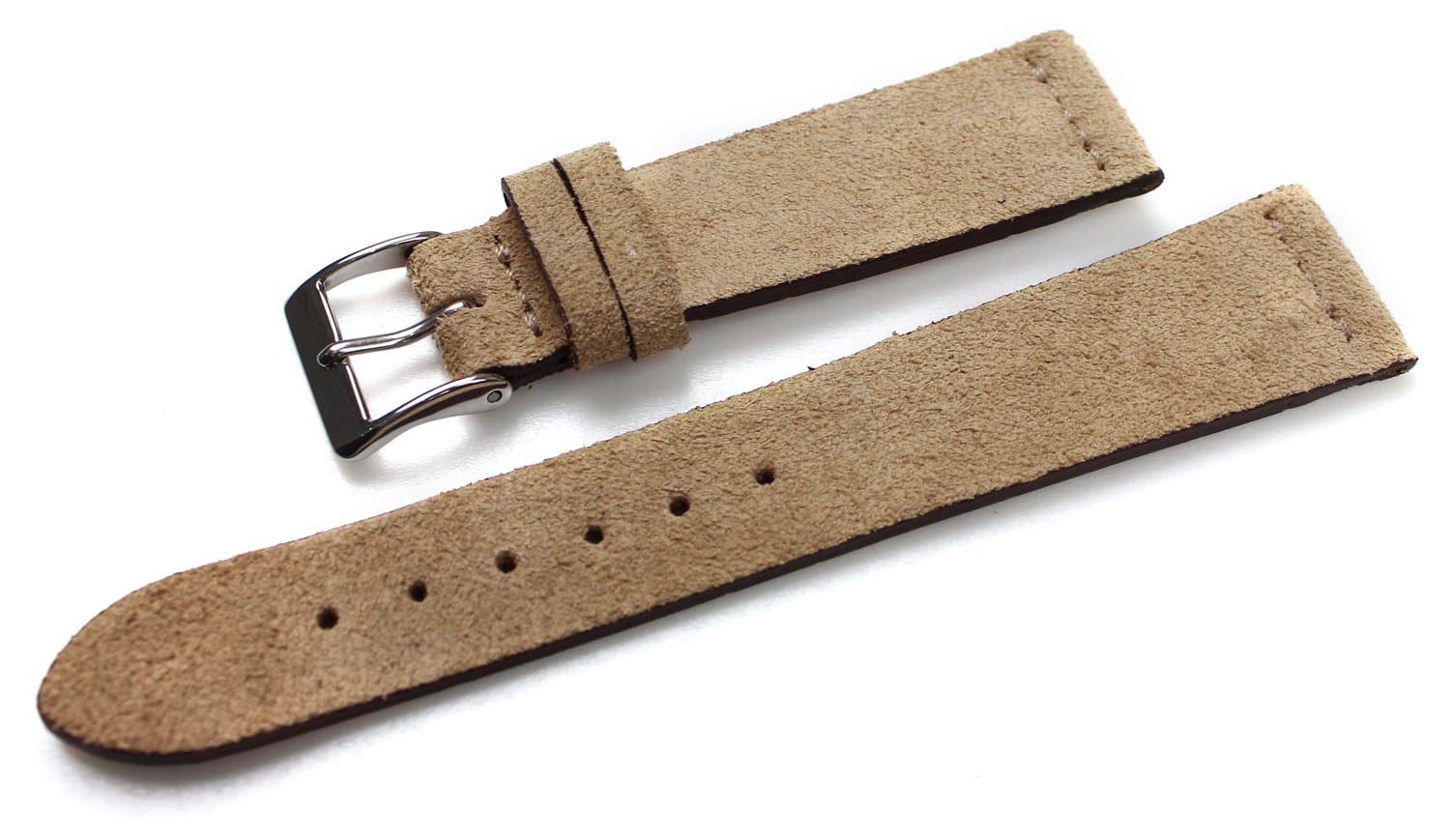 Fluco Suede Leather Watch Strap [Beige, 20mm]