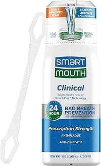 SmartMouth Clinical DDS Activated Mouthwash for 24-Hour Bad Breath Protection Plus Tongue Cleaner, 16 Fluid Ounce