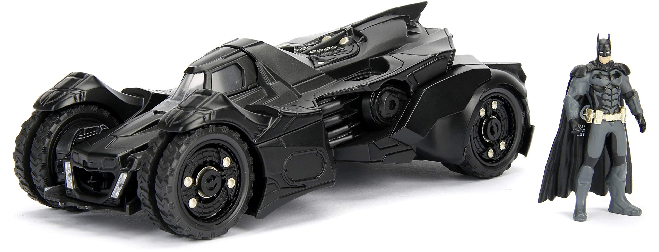 DC Comics Batman 2015 Arkham Knight Batmobile & Batman Metals Die-cast collectible toy vehicle with figure, Black, 1:24 Scale