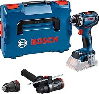 Bosch Professional 18V System Cordless Drill Driver GSR 18V-90 FC (FlexiClick System, Hard Torque of 64 Nm, brushless Motor, 2-Gear, incl. 1x GFA 18-M, 1x GFA 18-H, L-BOXX)