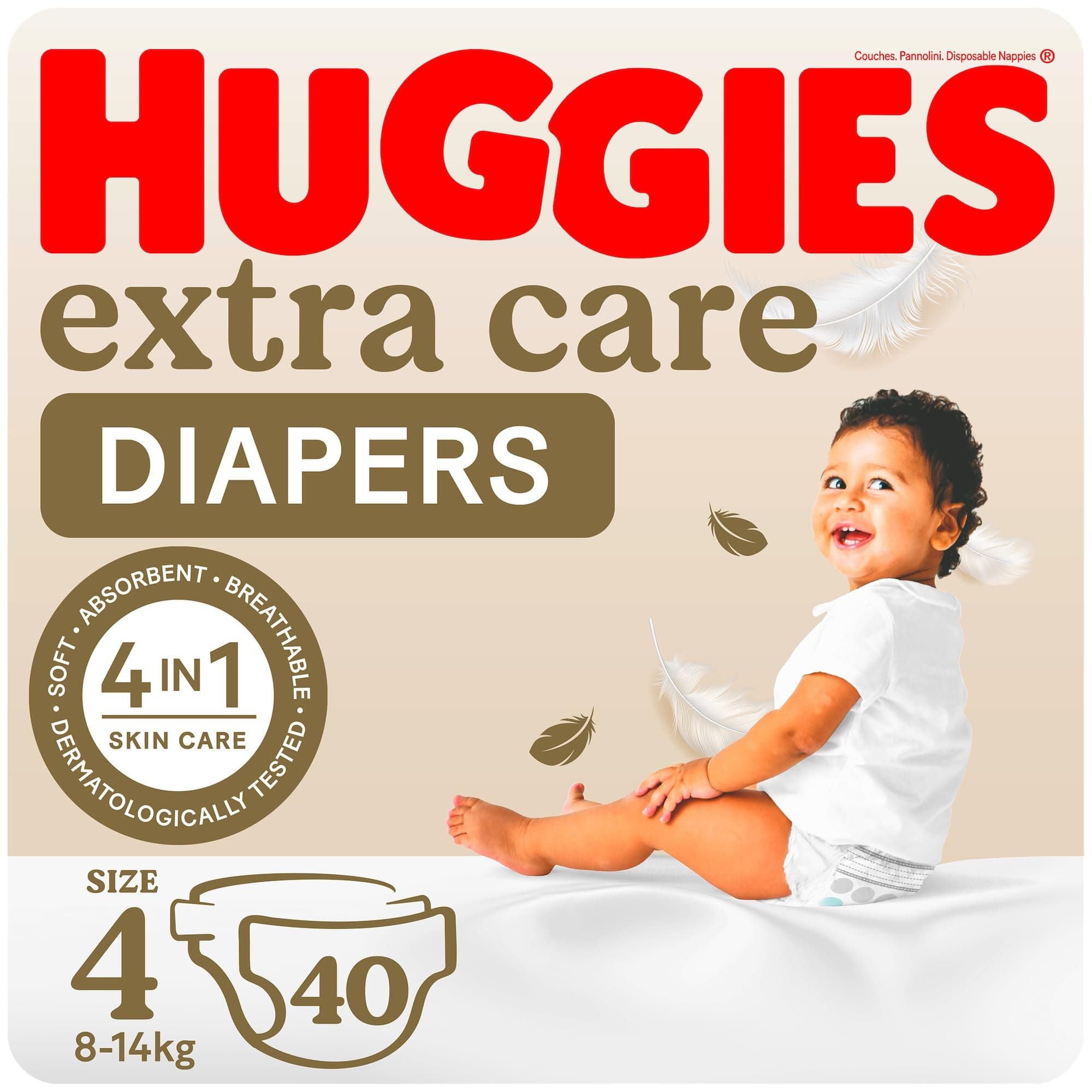 Huggies Extra Care, Size 4, 8 -14 kg, Value Pack, 40 Diapers