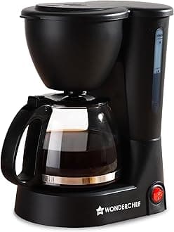 Wonderchef Swift Brew Coffee Machine for Home | 650W | Brew 6 Cups at a Time | Anti-Drip System | Keep Warm Plate | Borosilicate Glass Carafe | Compact Design | 2-Year Warranty