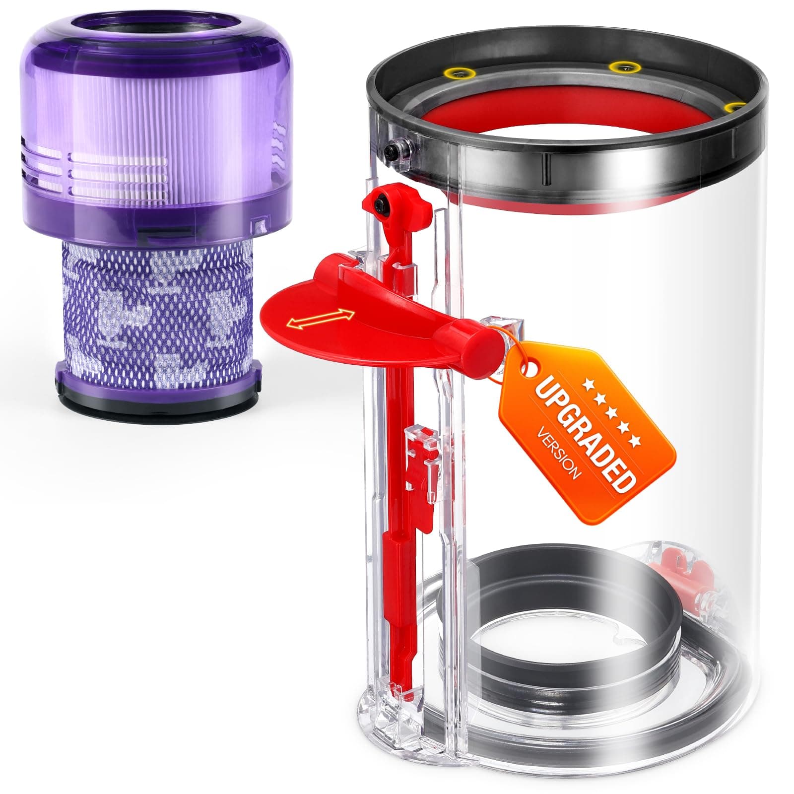 Upgraded Dust Bin Replacement Compatible with Dyson V11 V15 SV14 SV15 SV22 Vacuum Cleaner, Clear Bin Compatible with Dyson Canister Part No.970050-01/965443-01