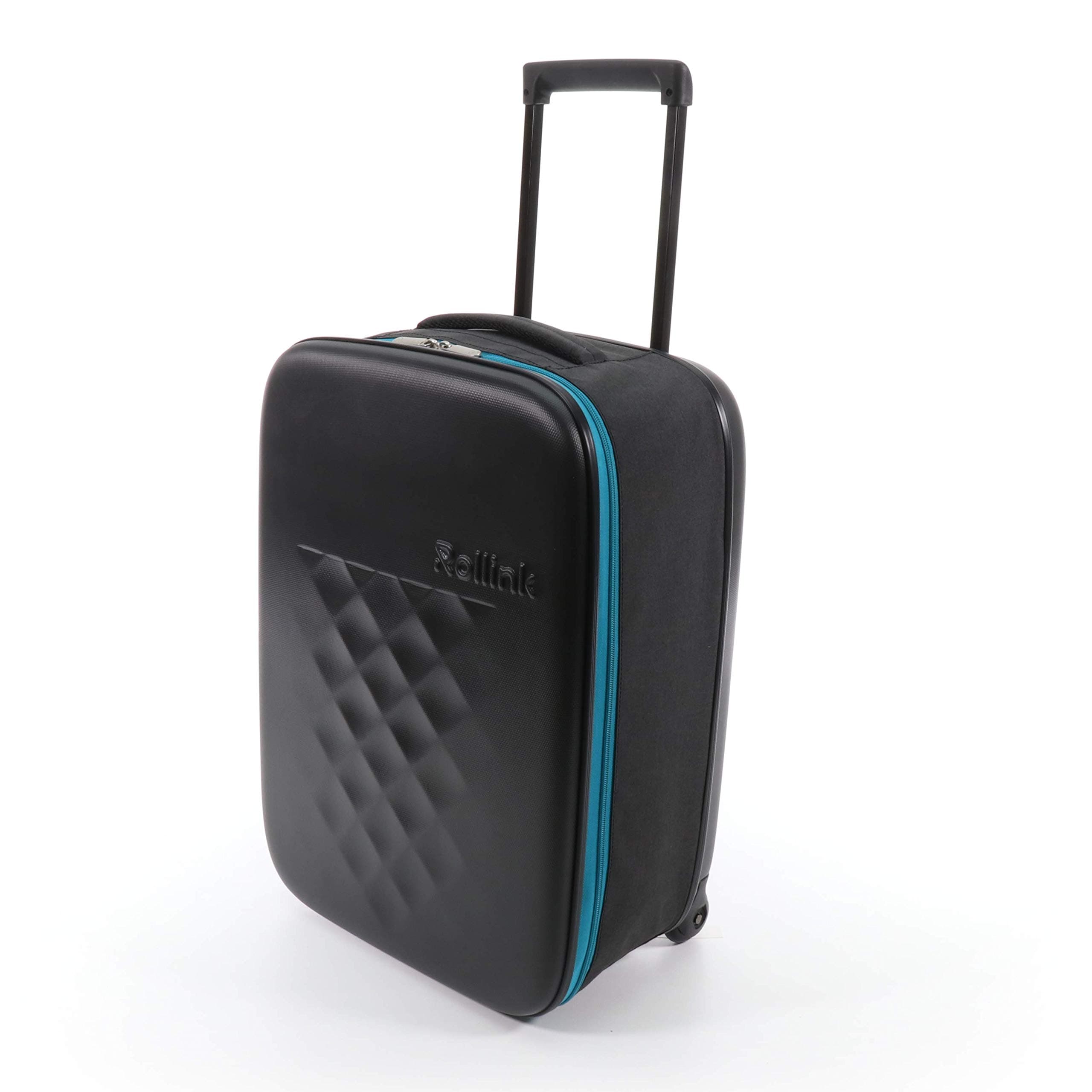Flex 21" by Rollink - Easy to Store, Foldable, Expandable, Ultra Light Collapsible Hardside Suitcase (Black/Blue) ...