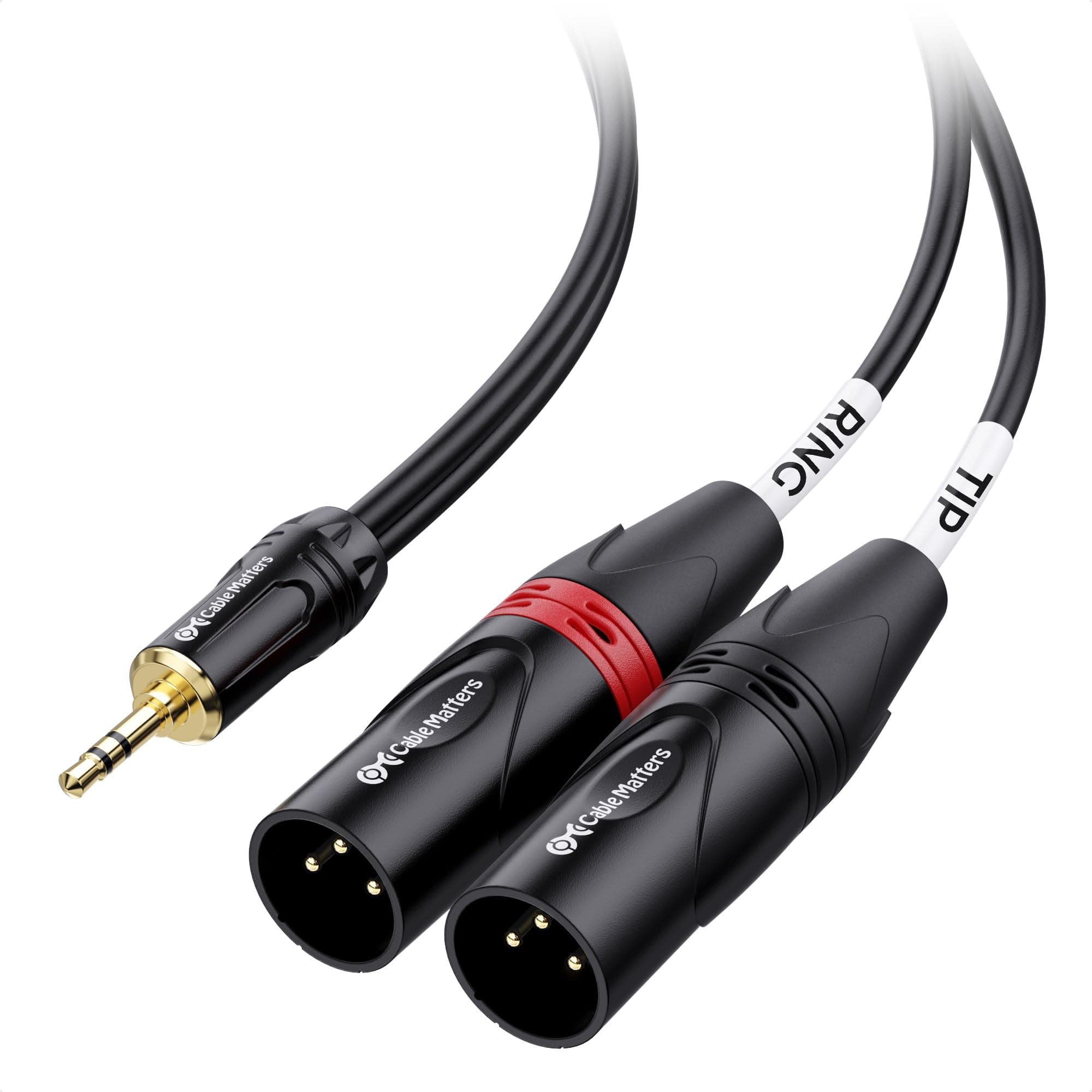 1/8 Inch 3.5mm Mini Jack to XLR Stereo Cable 3 m, Male to Male, 3.5mm to Dual XLR Male Y-Splitter Cable
