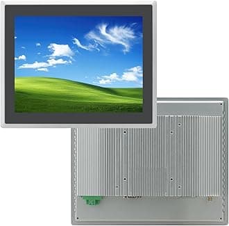 TouchWo 10.4 inch Capacitive Multi-Touchscreen Industrial Embedded Win-10 PC Monitor, IP65 Screen with 10 Points Touch Display, i5+RAM 4G+128G SSD, Integrated Phoenix2pin, HD-MI-Out & USB Ports