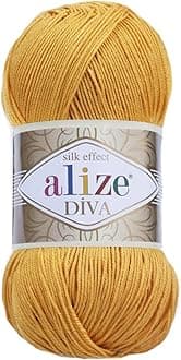 Alize Diva Silk Effect 100% Microfiber Acrylic Yarn 1 Ball skeins 100gr 383yds Color (488 - Saffron)