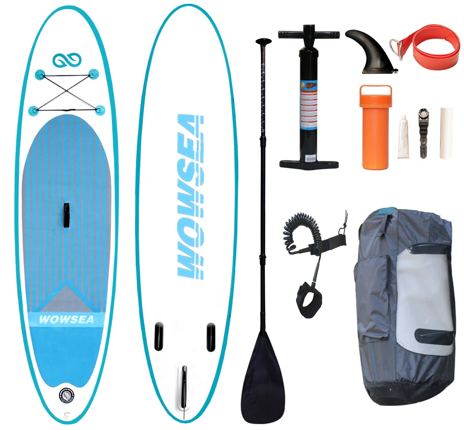 WOWSEA Stand Up Paddle Board with Adjustable Paddle, Travel Backpack and Coil Leash , 126 x 32 x 6-Inch Double Wall Fabric Carbon Fiber Paddle