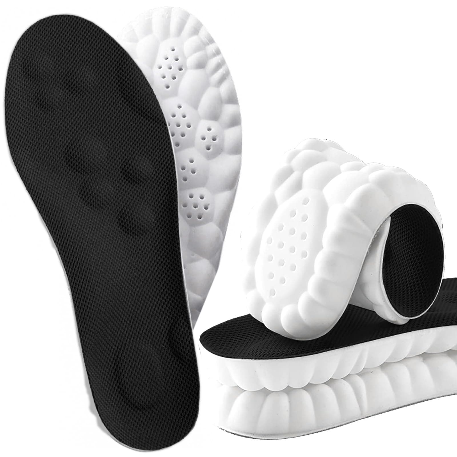 2 Pairs 4D Cloud Insoles for Men,4D Cloud Technology Insole Super Soft,4D Sports Memory Foam Insoles,Elastic Strong Arch Shock-Absorbing Insole for Men Women