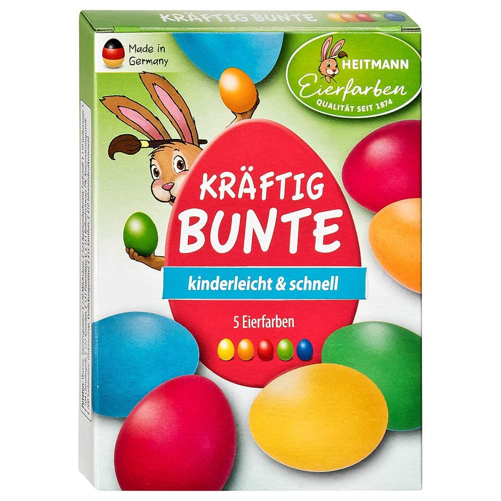 Eierfarben Heitmann Egg Colours Bright Colourful – 5 Liquid Cold Colours – Easter Eggs Painting Easter Egg Colour – Green, Blue, Yellow, Orange, Red, 4062196077958_SML