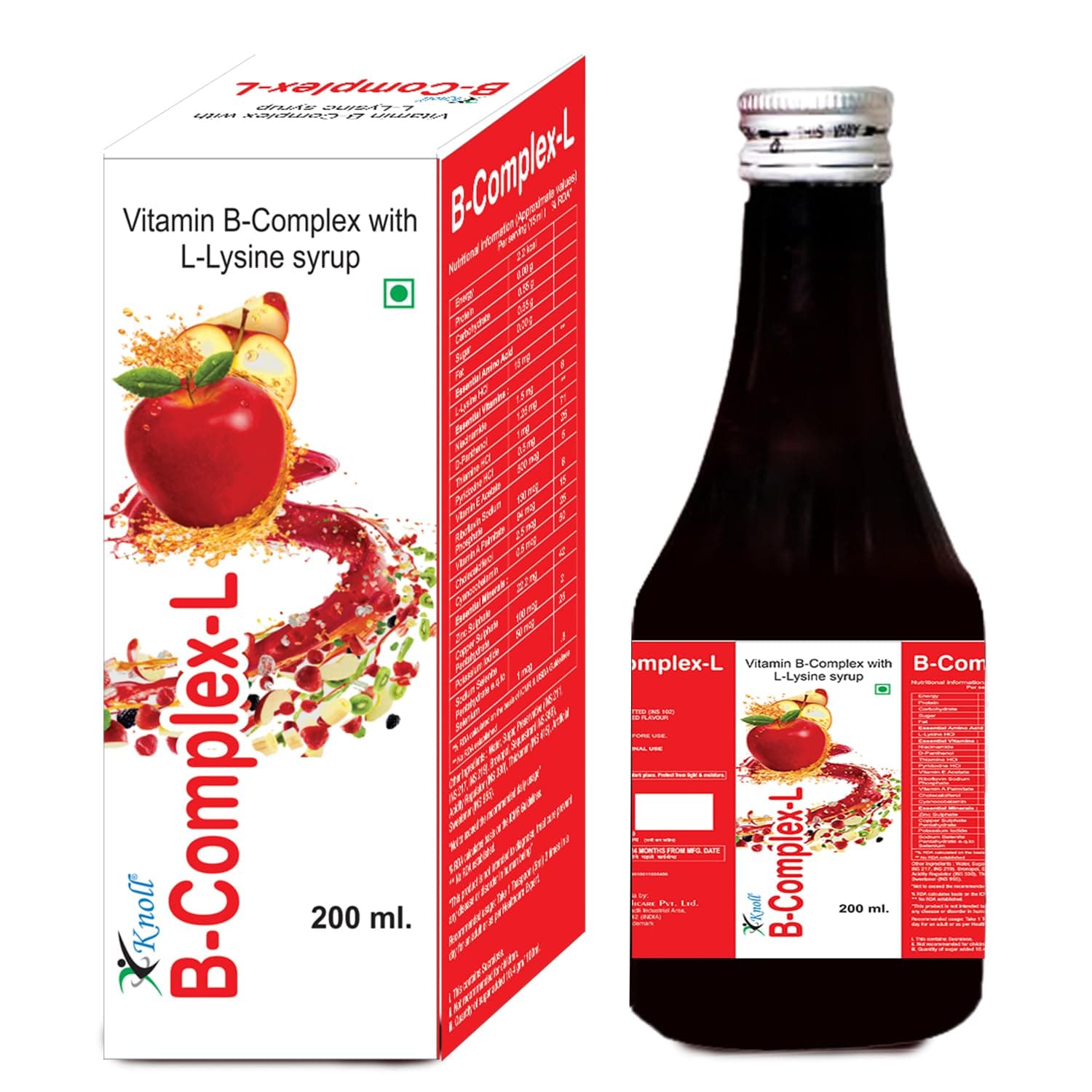 B Complex-L Essential Amino Acids and Vitamins Supplement Syrup for Good Health (200ml) (Pack of 1)
