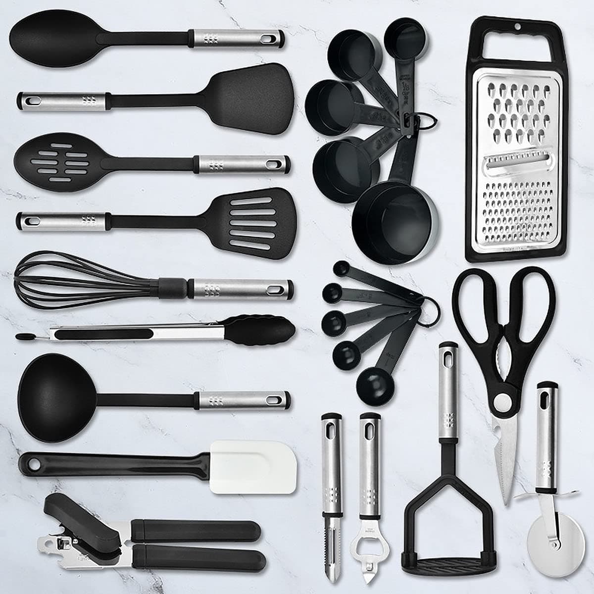 25 Pcs Nylon Kitchen Tools & Spatula Set with Holder, Cooking Utensils Set for Nonstick Cookware, Kitchen Tools Set