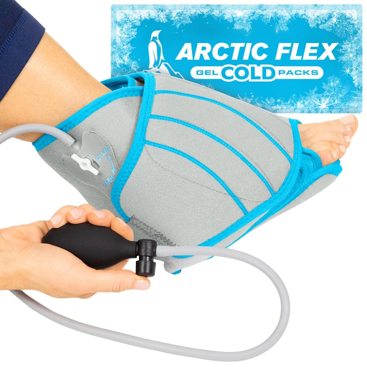 Compression Ankle Ice Wrap - Cold Therapy For Foot Pain Relief, Circulation - Cool, Hot Gel Compress Pack - Swelling, Inflammation, Sprained Ankle Support - Reusable Insulation Brace - Women, Men