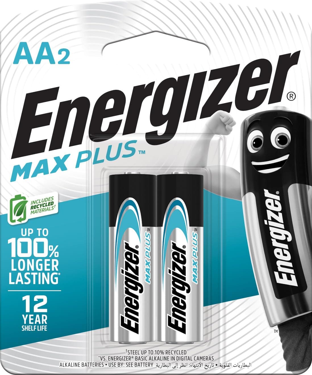 Energizer Max Plus Alkaline AA Batteries - Pack Of 2