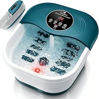 SPA4PIEDS Foot Spa Bath Massager with Heat, Bubble Jets, Red Light & Timer, Pedicure Foot Spa with 95-118℉ Temperature Control, 8 Shiatsu Rollers, Pumice Stone, Gift for Women,Men,Dad