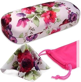 MyEyeglassCase Women's Hard Eyeglass Case | Protective Hard Shell Glasses Case with Pouch and Cloth