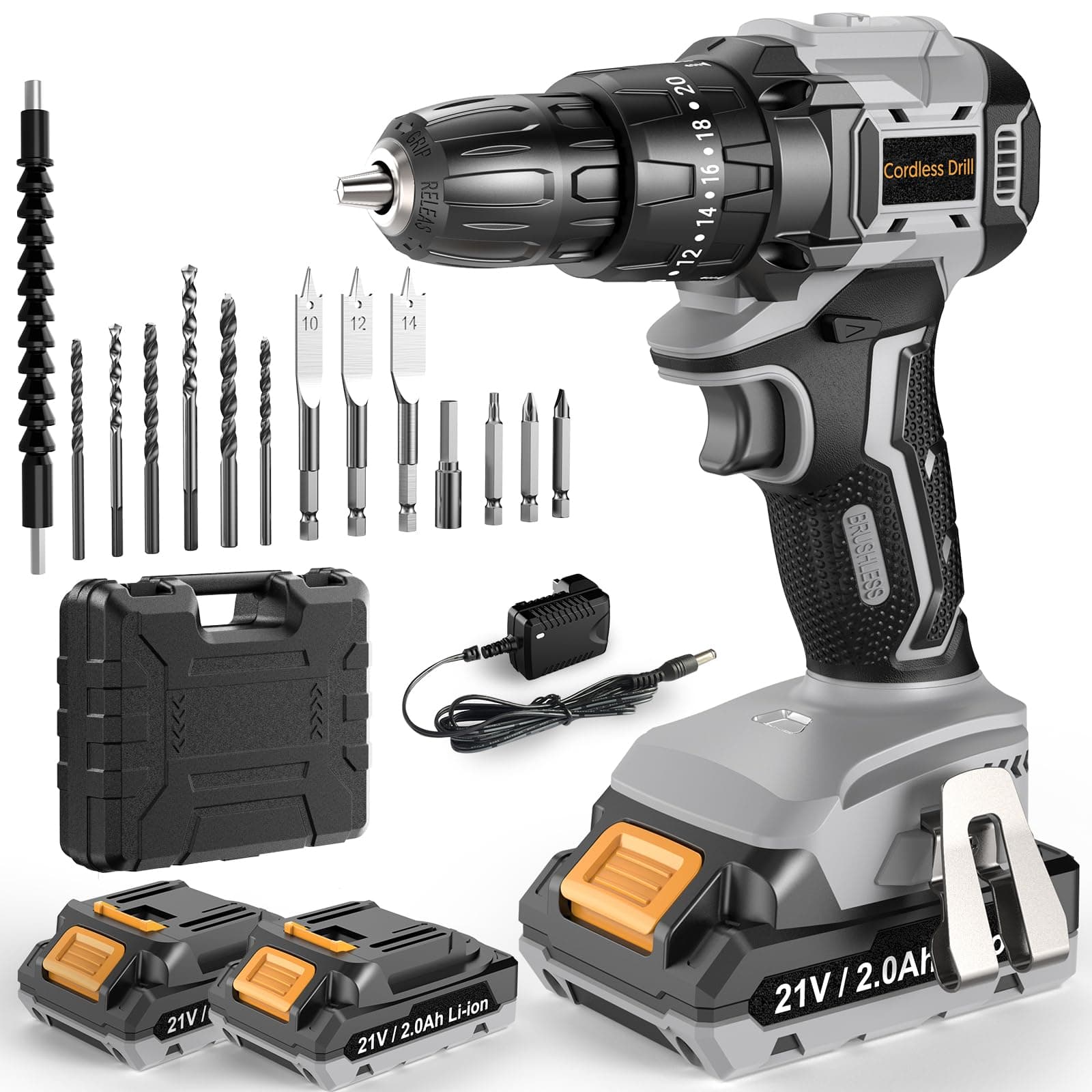 DYJPOW 21V Brushless Drill Set