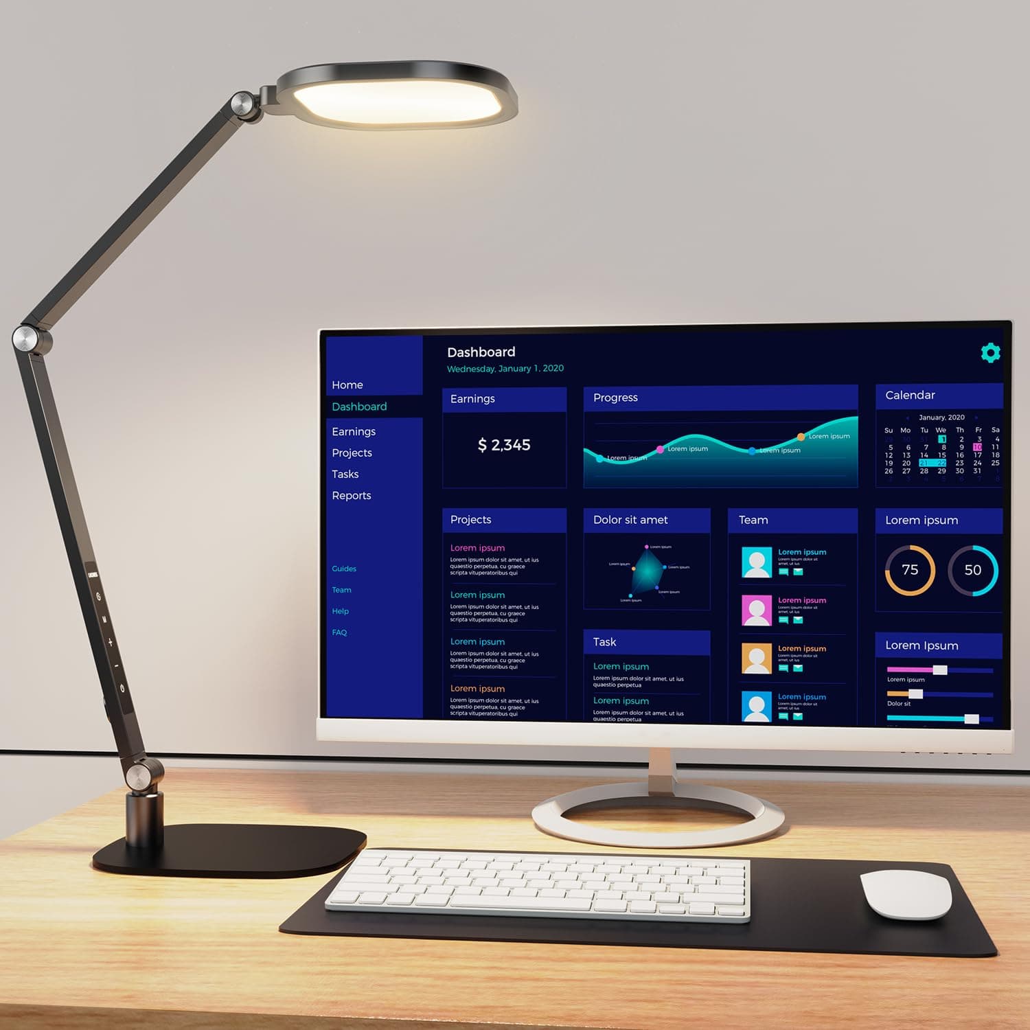 LED Desk Lamp for Home Office – Professional Eye-Caring Soft Diffused Light, Dimmable Desk Lamp with Adjustable Metal Swing Arm, Memory & Timer, Modern Anti-Glare Table Lamp