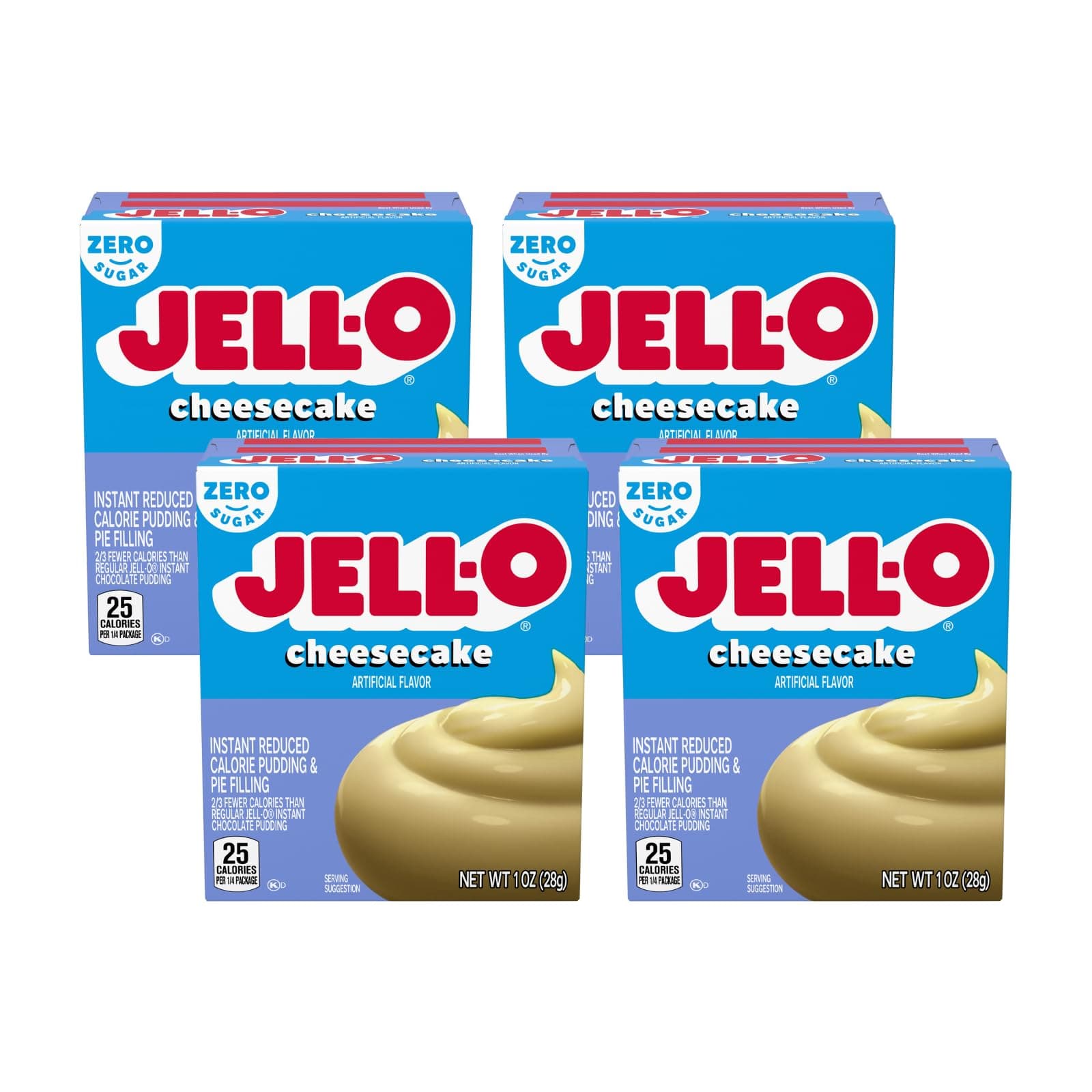 Jell-O Instant Pudding & Pie Filling Mix, Cheesecake Flavor, Creamy Dessert for Baking, Pies & No-Bake Recipes, 1 oz (Pack of 4)