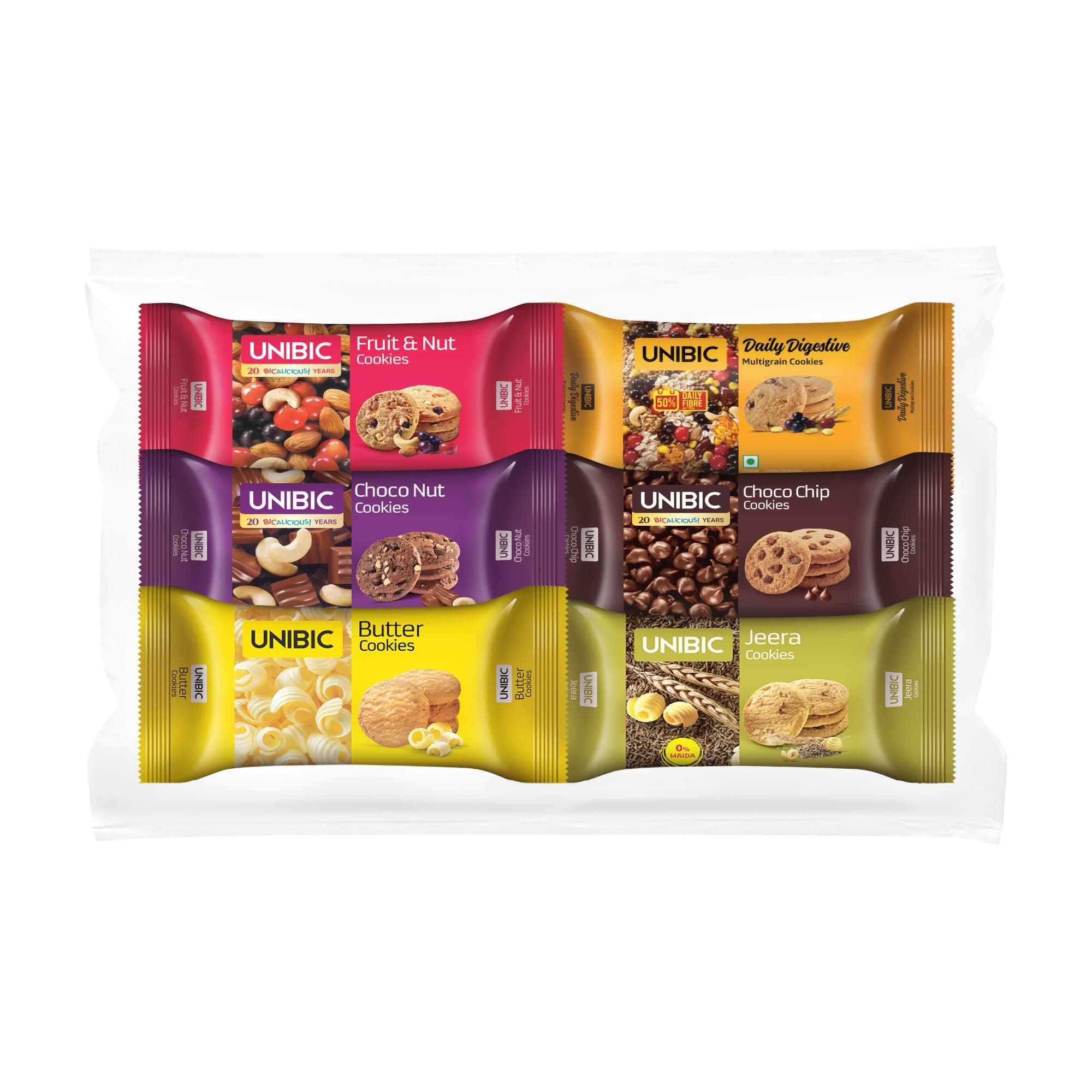 Assorted (Pack Of 6 X 75 G/ 67.5G) | Biscuits Combo Pack | Choco Chip | Butter | Fruit & Nut | Honey Oatmeal I Jeera | Cashew | 450g / 405g Weight may Vary
