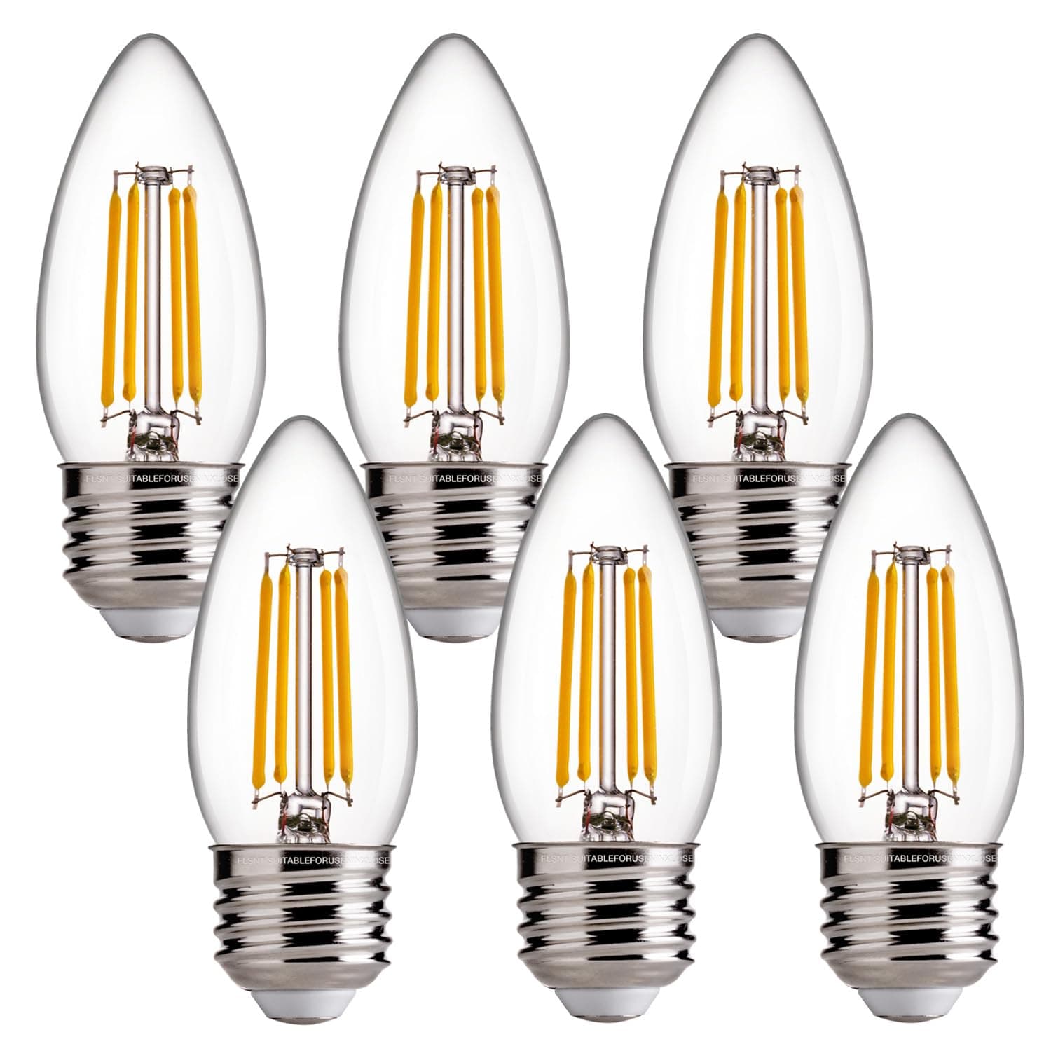 Dimmable LED Candelabra Light Bulbs 60W Equivalent E26 Base, B11 LED Chandelier Candle Light Bulbs, 2700K Soft White, 6 Pack UL,CA65 Listed.