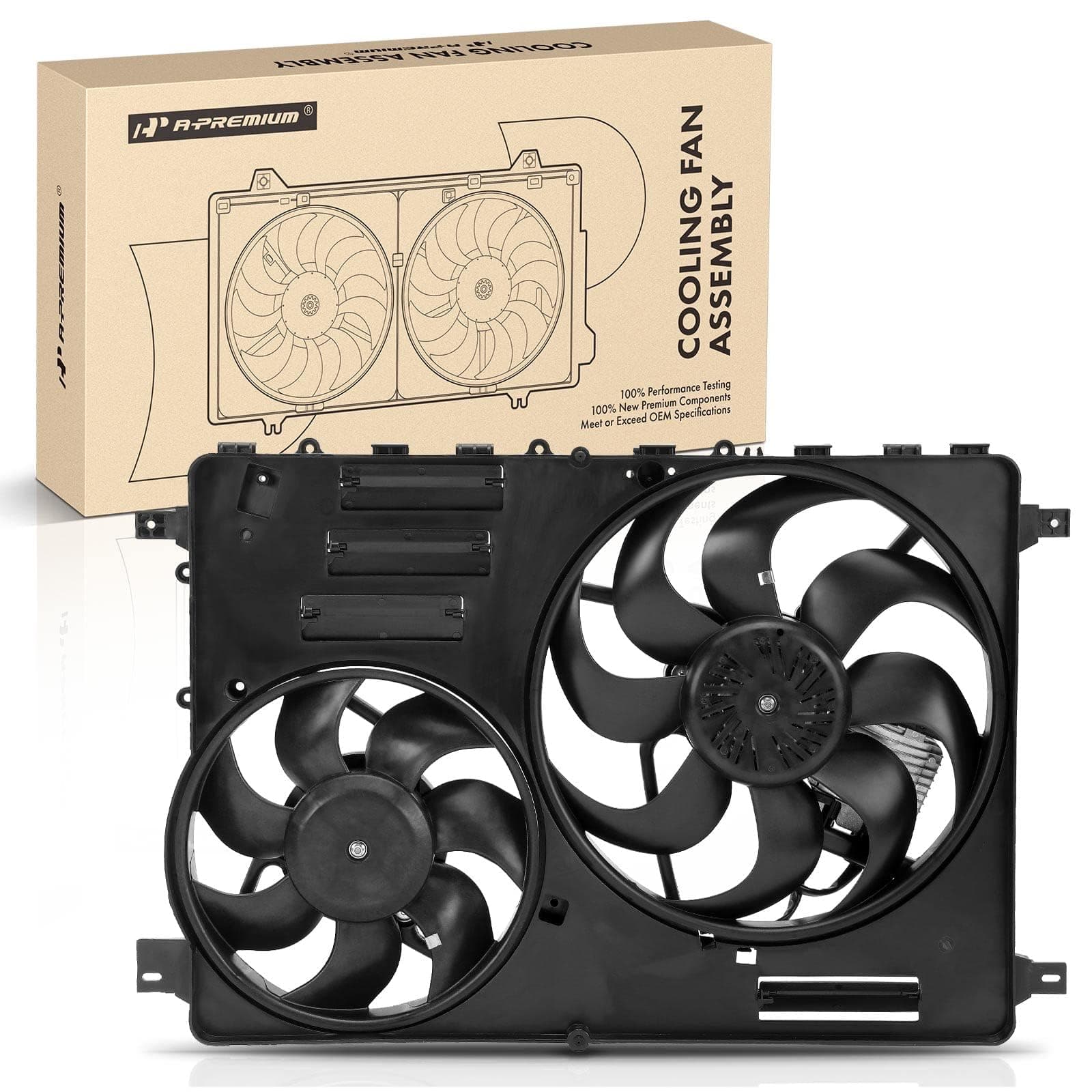 A-Premium Engine Radiator Cooling Fan Assembly Compatible with Volvo XC60 2010-2016, S60 2011-2016, XC70 S80 2008-2015, V60 2015-2016, V70 2008-2010