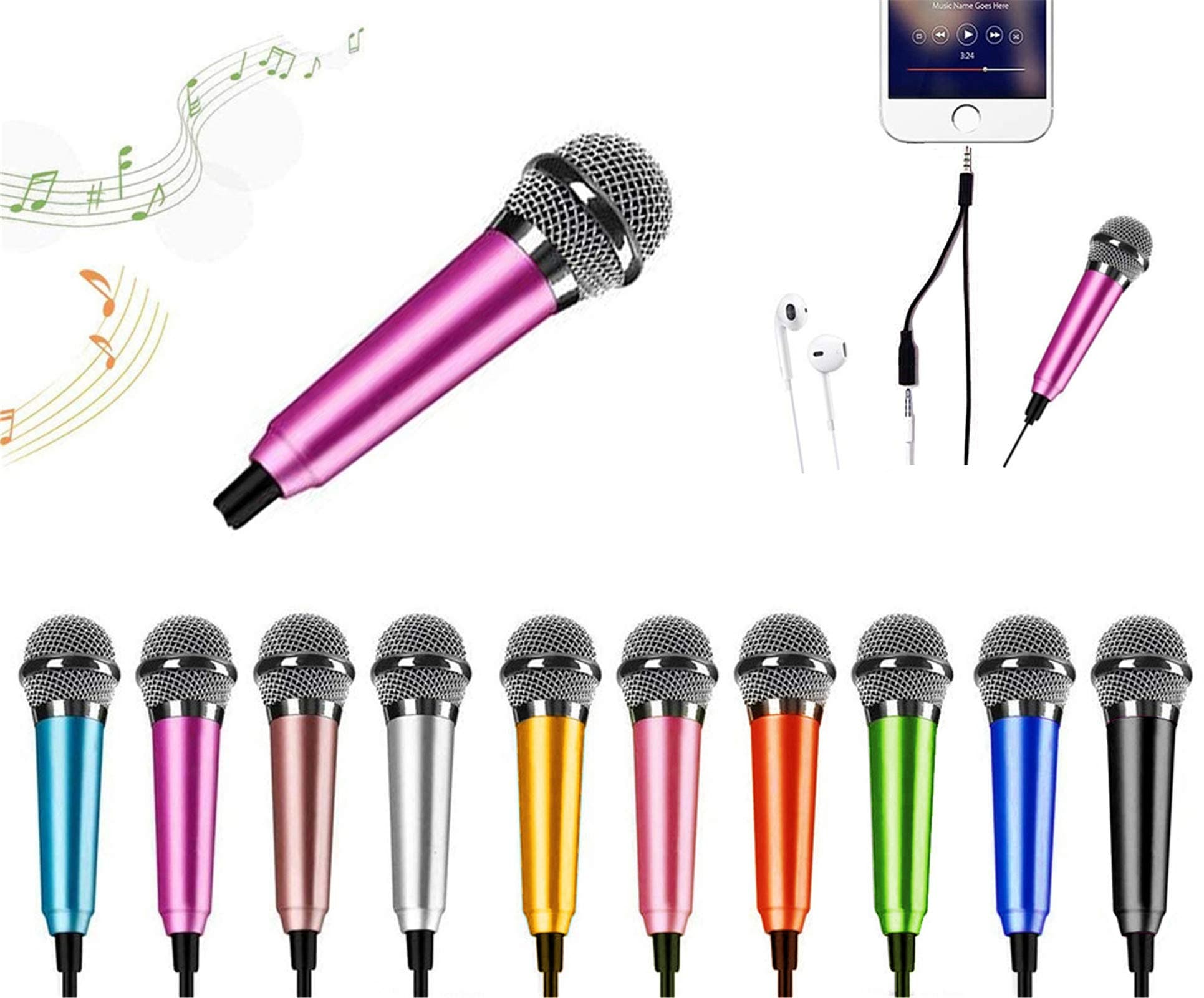 Mini Microphone,Portable Vocal Tiny Microphone, Asmr Microphone ,Phone Microphone, Mini Karaoke Microphone for Voice Recording Chatting And Singing On Iphone,Android,Laptop Notebook（Pink purple）