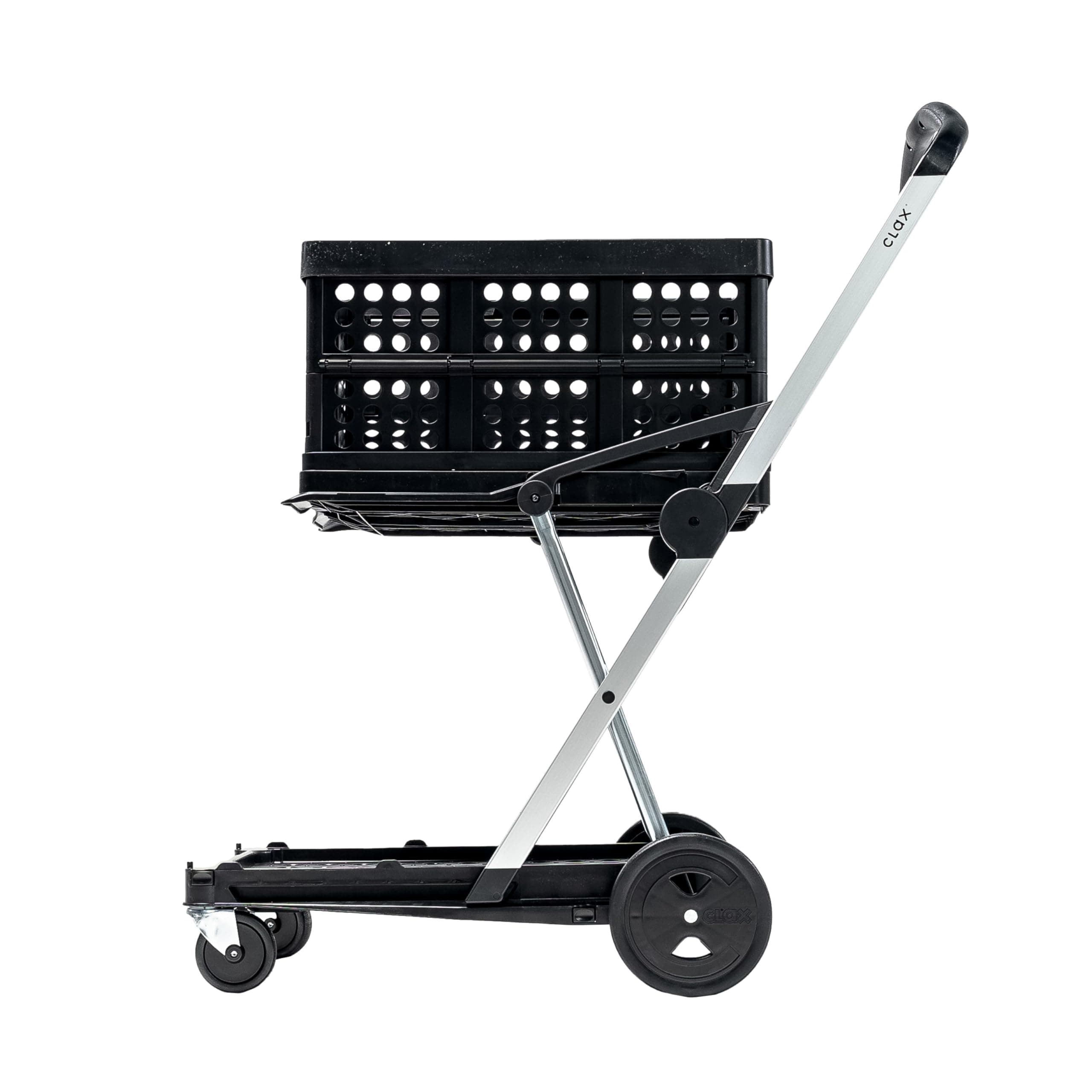 CLAX® Multi use Functional Collapsible carts | Mobile Folding Trolley | Shopping cart with Storage Crate (Black)
