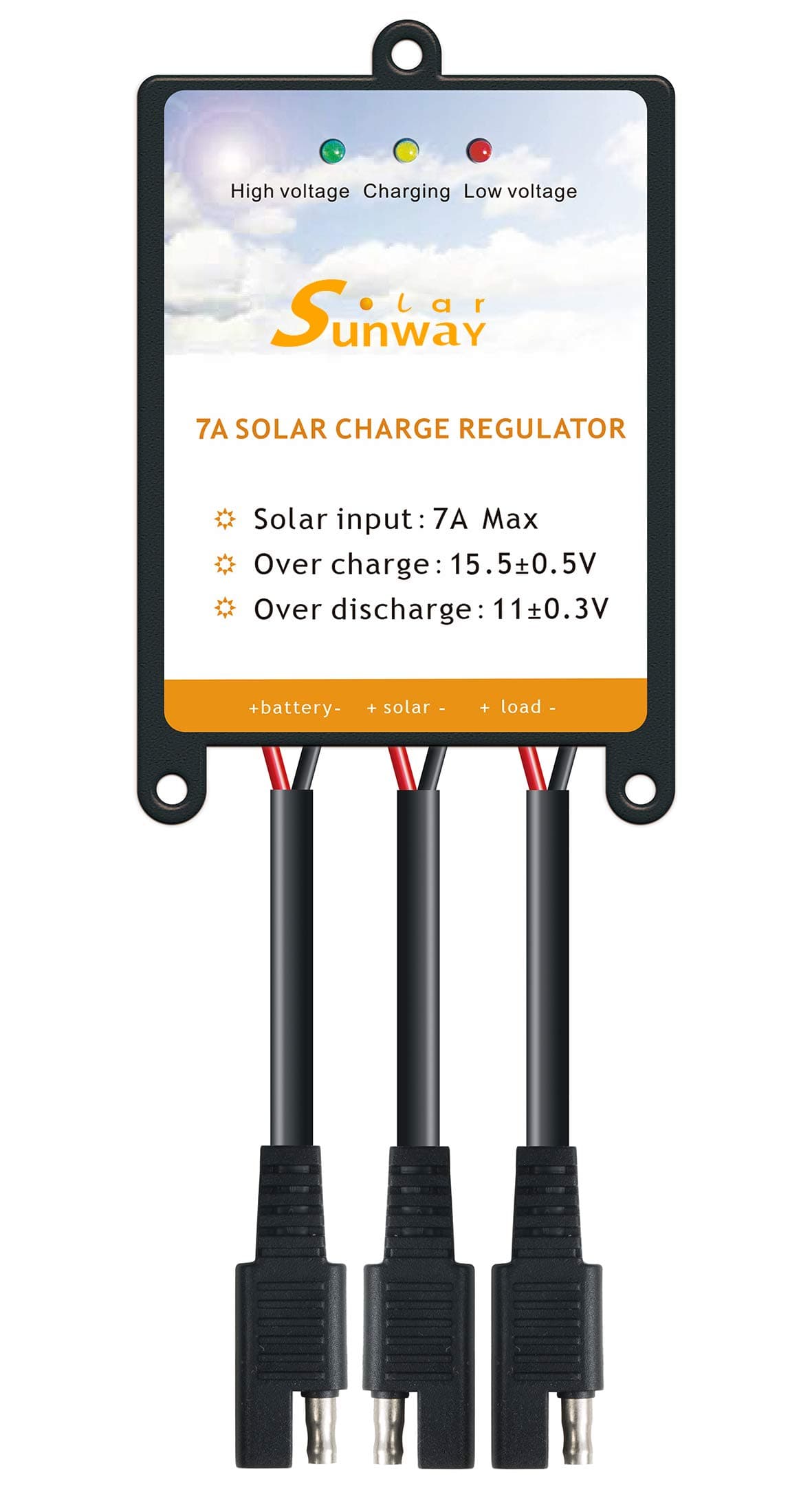 12V Solar Charge Controller 7A Regulator, Black
