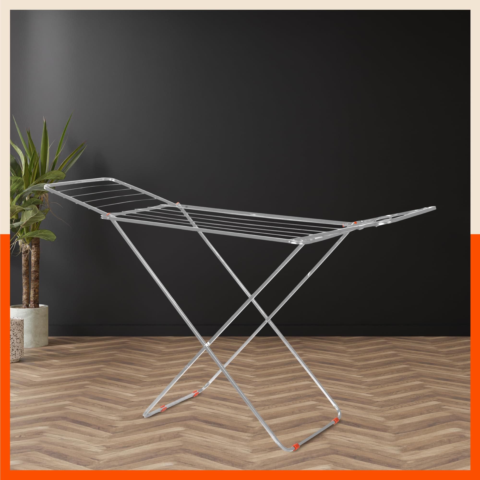 Bathla Mobidry Flex Foldable Cloth Drying Stand | 3 Way Folding, 17 Drying Rails | Heavy-Duty & Lightweight | 2 Year Warranty (Silver)