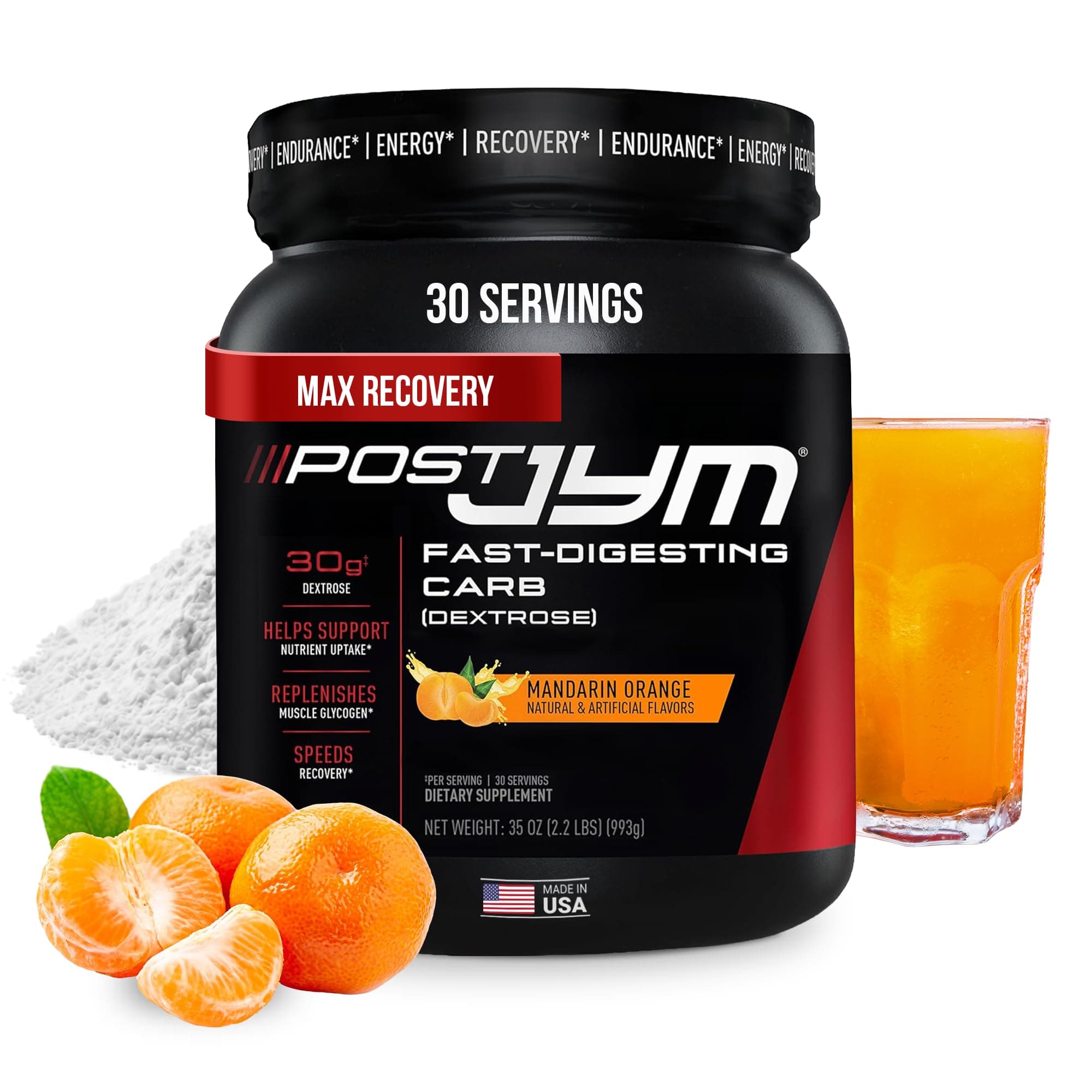 JYM Supplement Science Post Fast-Digesting Carb - Post-Workout Recovery Pure Dextrose | JYM Supplement Science | Mandarin Orange Flavor, 30 Servings, 2.2 Pound, 35.04 Ounce