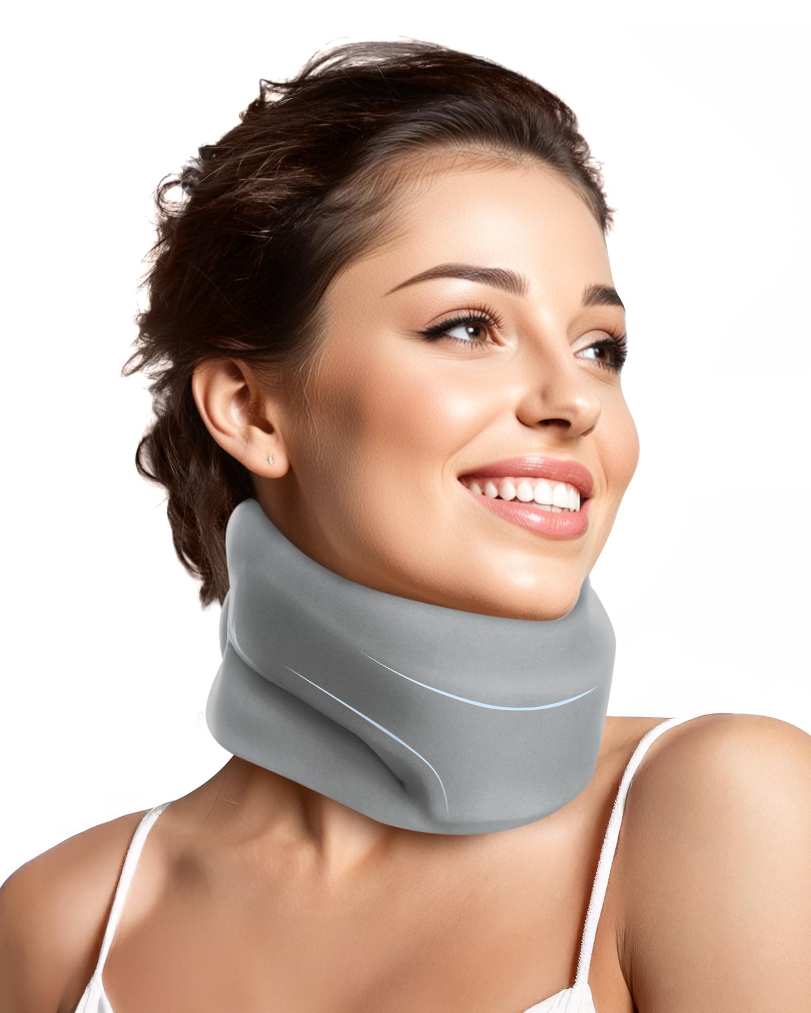 Neck Brace Cervical Collar - Neck Support Brace for Sleeping Medium Grey Fit Neck Circumference 12.6-15.8 Inch, Neck Height: 3.0-3.3 Inch