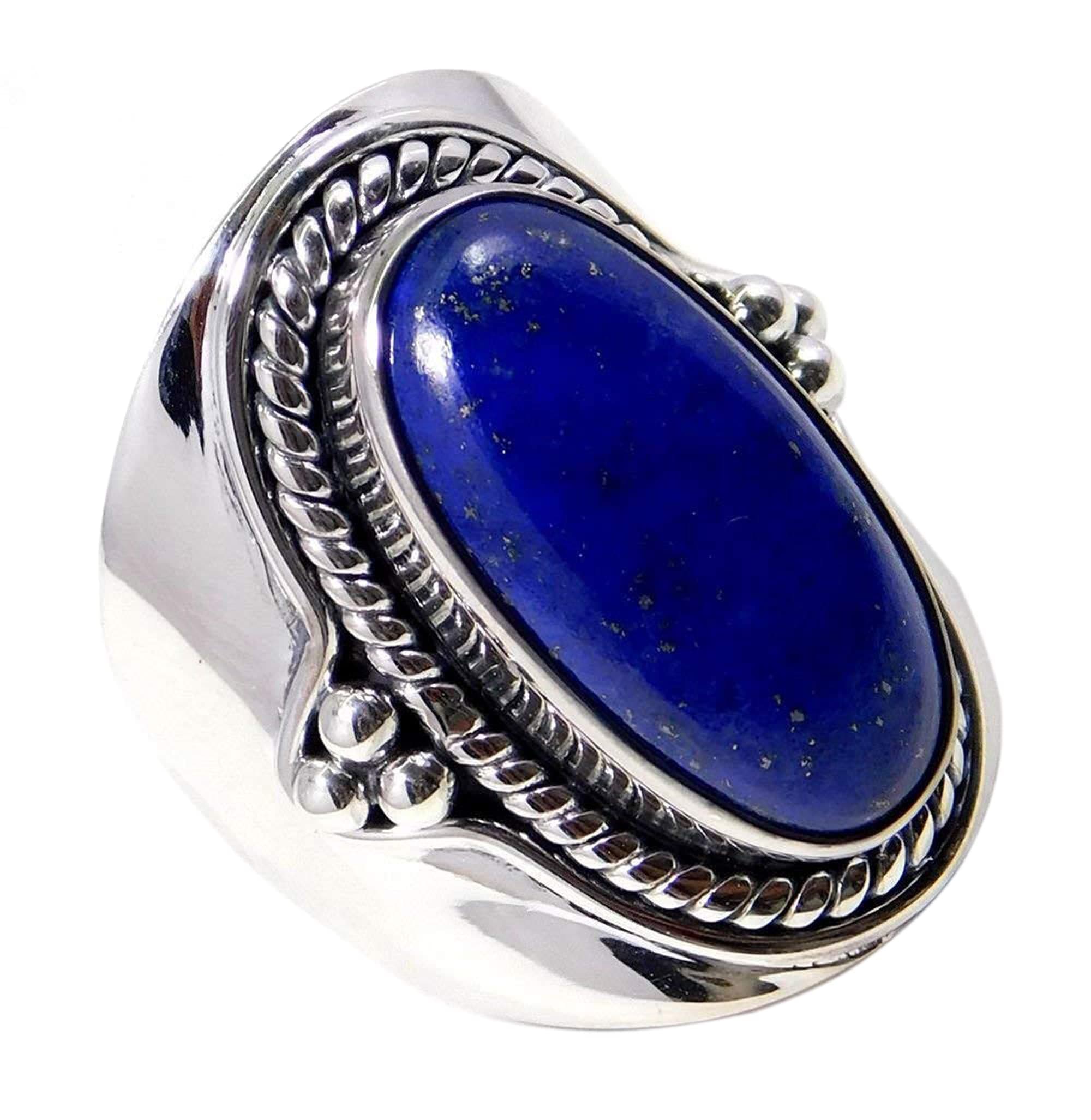 lapis lazuli silver ring, big lapis stone ring, afghani lapis jewelry, lapis lazuli jewellery, oval cab stone ring, wedding ring