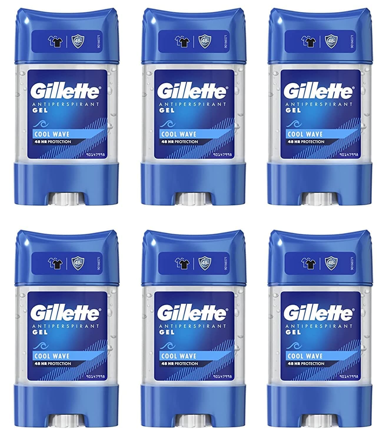 Clear Gel Cool Wave Antiperspirant Deodorant For Men 70ml, 48 Hour Invisible Sweat And Odour Protection, Invisible (Pack of 6)