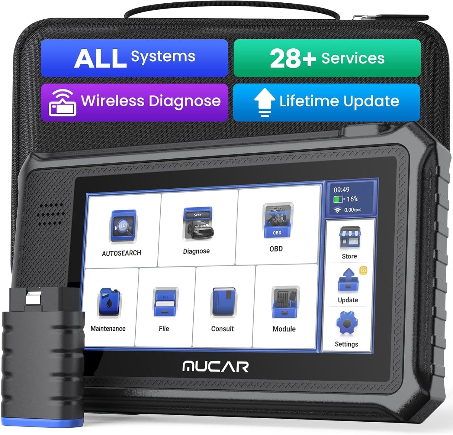 MUCAR VO6 OBD2 Scanner for Car, OE-Level All Systems Diagnostic Scan Tool with 28 Services, Lifetime Update, ABS Bleeding, ECU Flaut Codes,Wireless Diagnostic Scanner