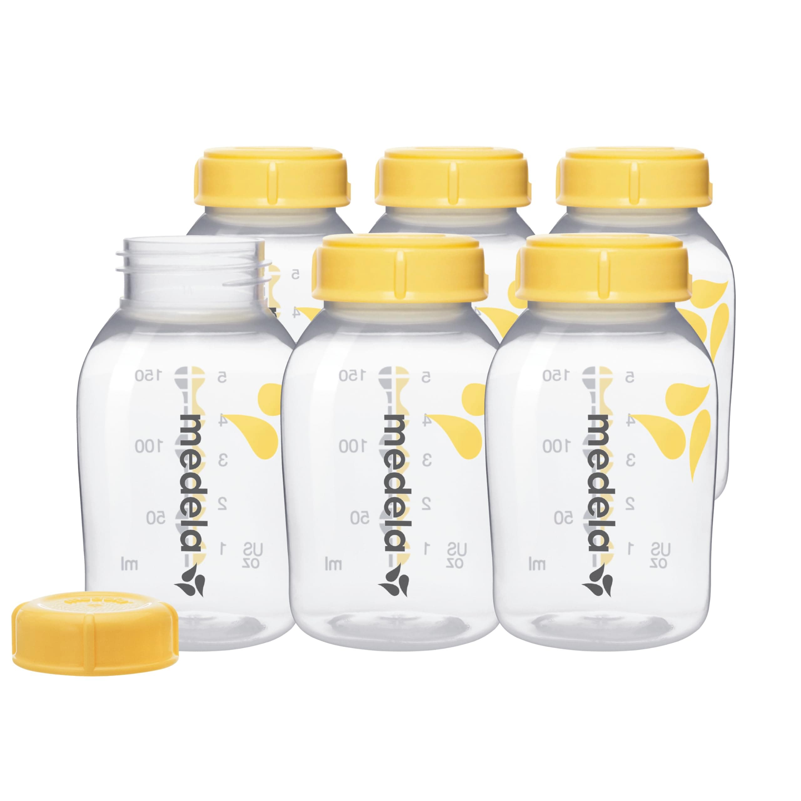 Breast Milk Collection and Storage Bottles with Solid Lids - 6pk/5oz-150mL Breastmilk Container, Compatible Breast Pumps and Made Without BPA