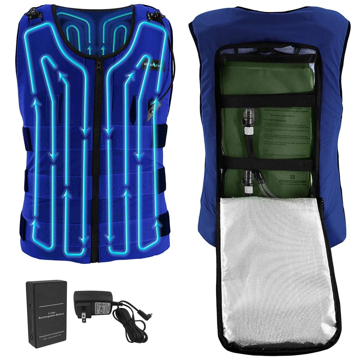 Alphacool 7V Rechargeable Circulatory Cooling Vest 3L Bladder Mini Pump Summer Medium-Large Blue