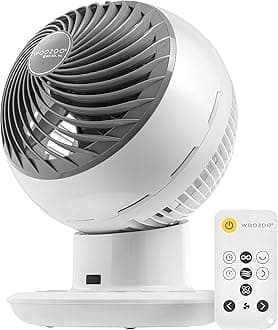 IRIS USA WOOZOO Desk Fan with Remote, Oscillating Table Air Circulator, 10 Speeds, 89ft Max Air Distance, 120° Adjustable Tilt, 35db Low Noise Motor, Small Fan for Bedroom, Office, Dorm, White